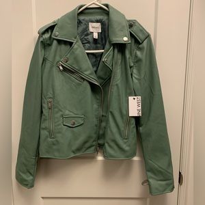 Nine West sage green moto jacket